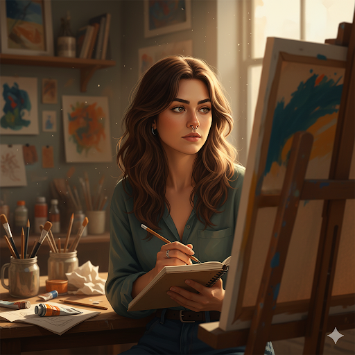 Portrait of Chloe in her studio